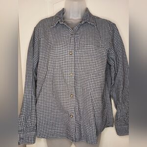 Academia Preppy Work Office Classic Blue Plaid COLUMBIA Button-Up Shirt-(#1,065)